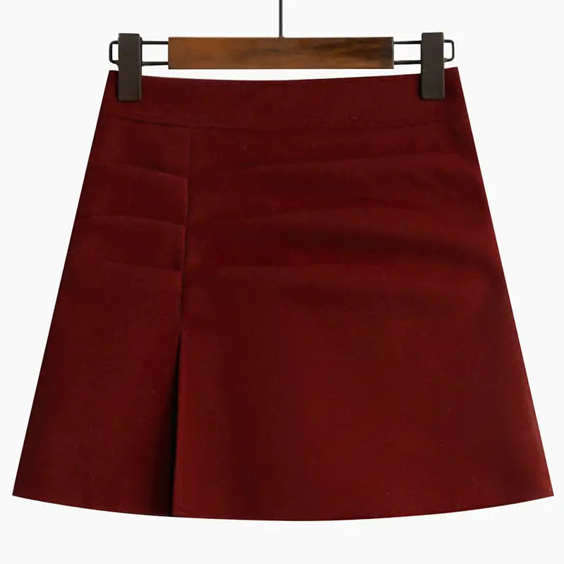 Retro Women's High Waist A-line Woolen Skirt.