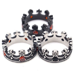 RG245 Vintage Titanium Steel Ring with Ruby Crown