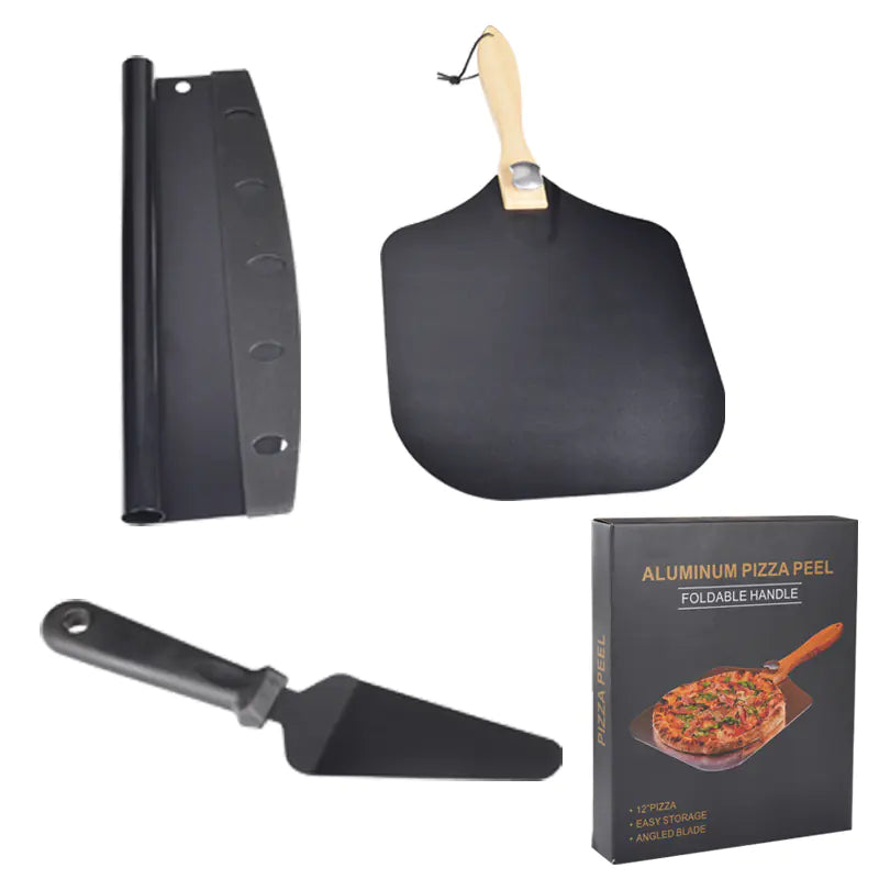 Oak-Handled Aluminum Pizza Peel Set