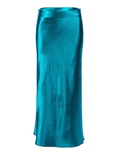 Elegant Satin Mid-Length Skirt/ High-Waist A-Line Skirt