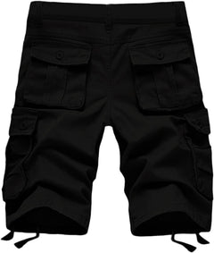 Men'S Shorts Summer Men Cotton Loose Shorts Casual Cargo Shorts Outdoors Pocket Beach Short Pants Black.