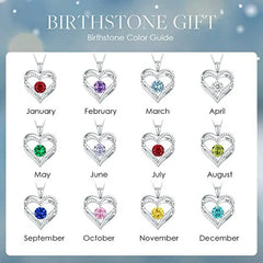 Love Pendant Necklaces for Women with Birthstone Zirconia, Christmas Birthday Anniversary Jewelry Gift for Women Wife.