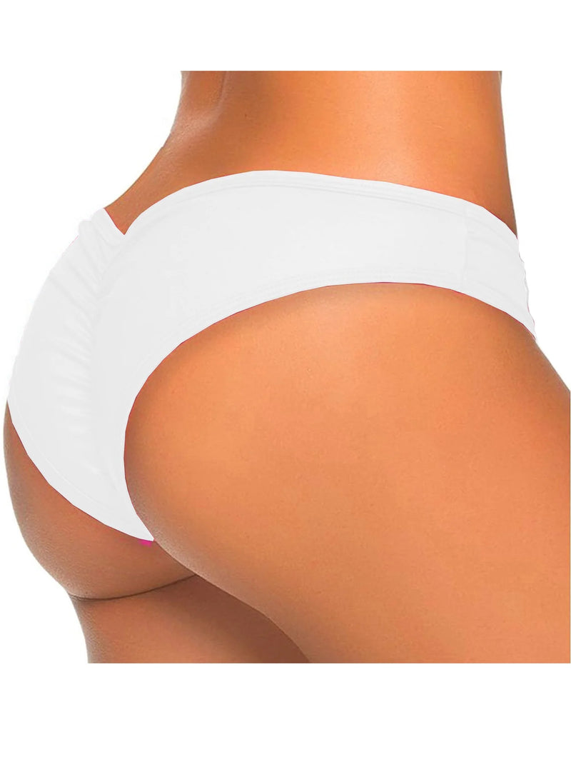 Sexy Women'S Itsy Back Ruched Thong Bikini Bottoms Brazilian Swimsuit Swimwear Beachwear Bathing Cheeky Panty.