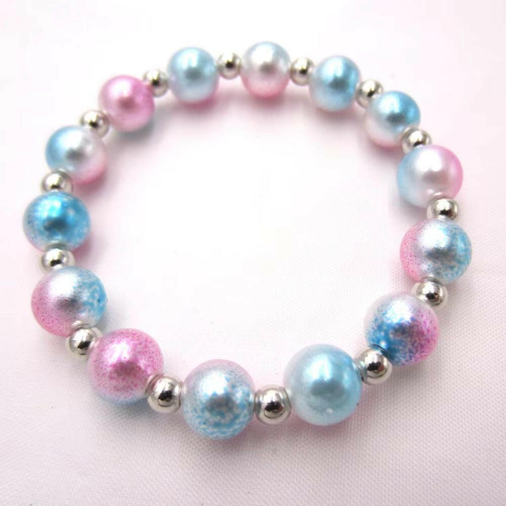 1Set/Lot NEW Child Girls Love Pink Shell Design Pendant with Chunky Bead Bubblegum Necklace Bracelet Jewelry Set for Kids Gift.