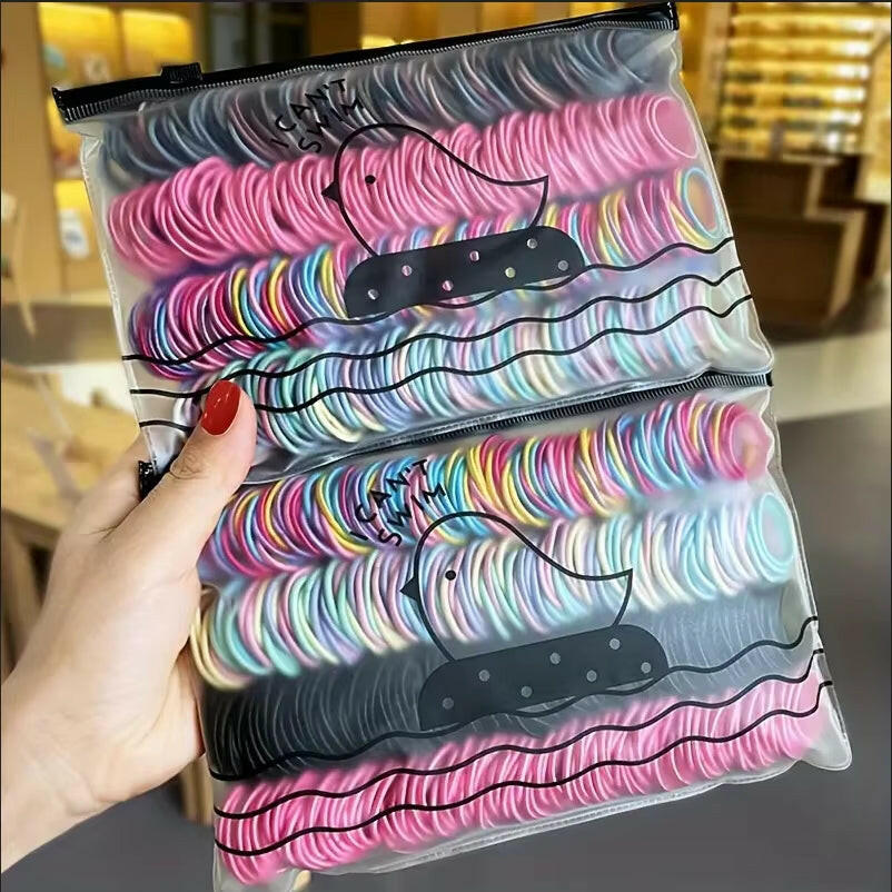 100Pcs/Set Girls Elastic Hair Bands Girls Hair Accessories 2.5Cm Colorful Rubber Band Children Ponytail Holder Kids Hair Ties.