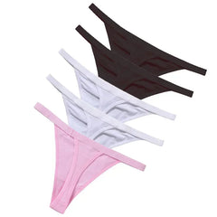 5 Pcs/Lot Sexy Women Cotton G String Thongs Low Waist Seamless Female Underpants Solid Color High Elasticity Underwear Lingere