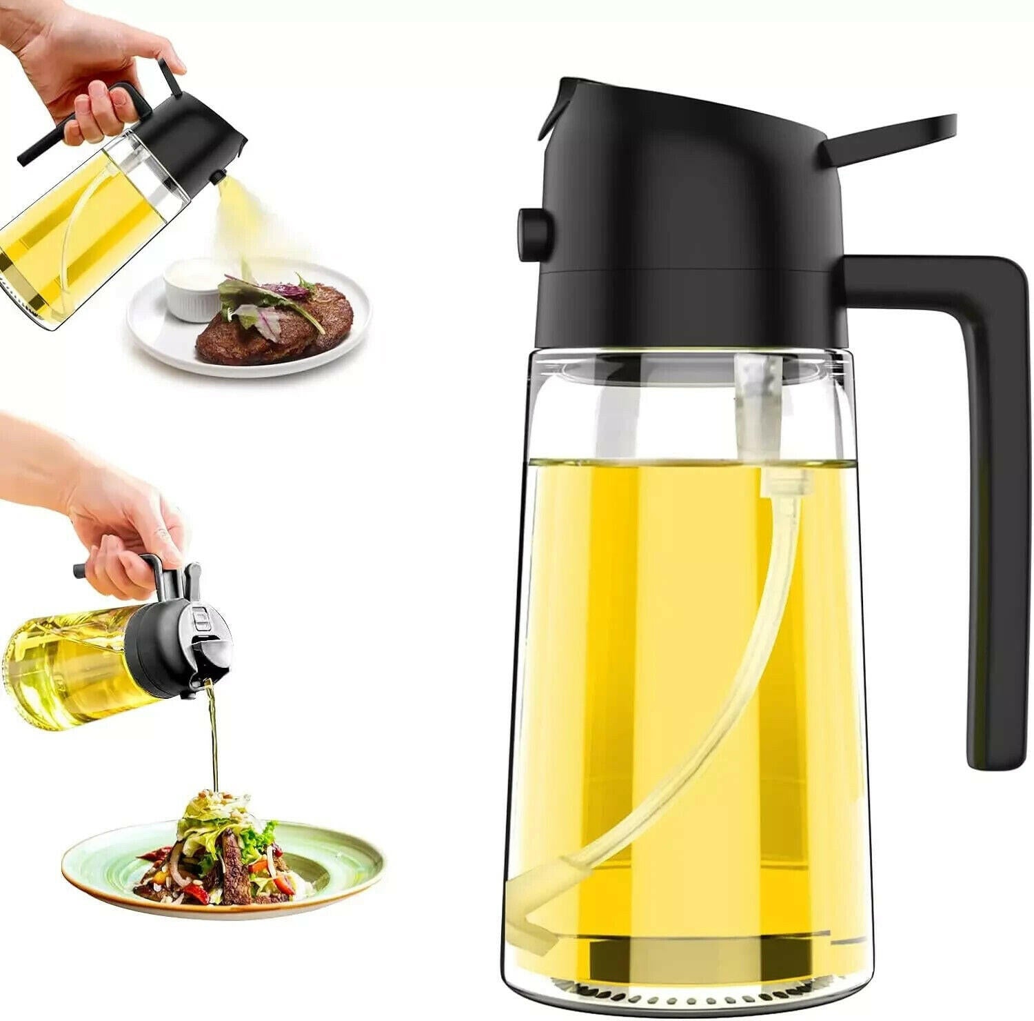 Oil Dispenser Bottle for Kitchen,2 in 1 Oil Dispenser and Oil Sprayer,450Ml Oliv.