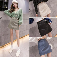 2024 Women's High Waist Chic PU A-Line Skirt