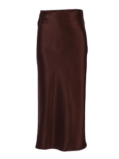 Elegant Satin Mid-Length Skirt/ High-Waist A-Line Skirt