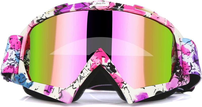 Motocross Goggles - ATV Dirt Bike Motorcycle UTV MX Offroad Riding Goggles with anti UV, Dustproof, anti Fog Lenses for Men, Women, Youth & Kids