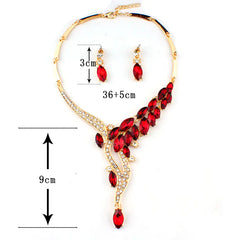 Bridal Jewelry Set with Leaf Necklace and Earrings