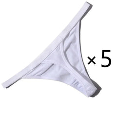 5 Pcs/Lot Sexy Women Cotton G String Thongs Low Waist Seamless Female Underpants Solid Color High Elasticity Underwear Lingere