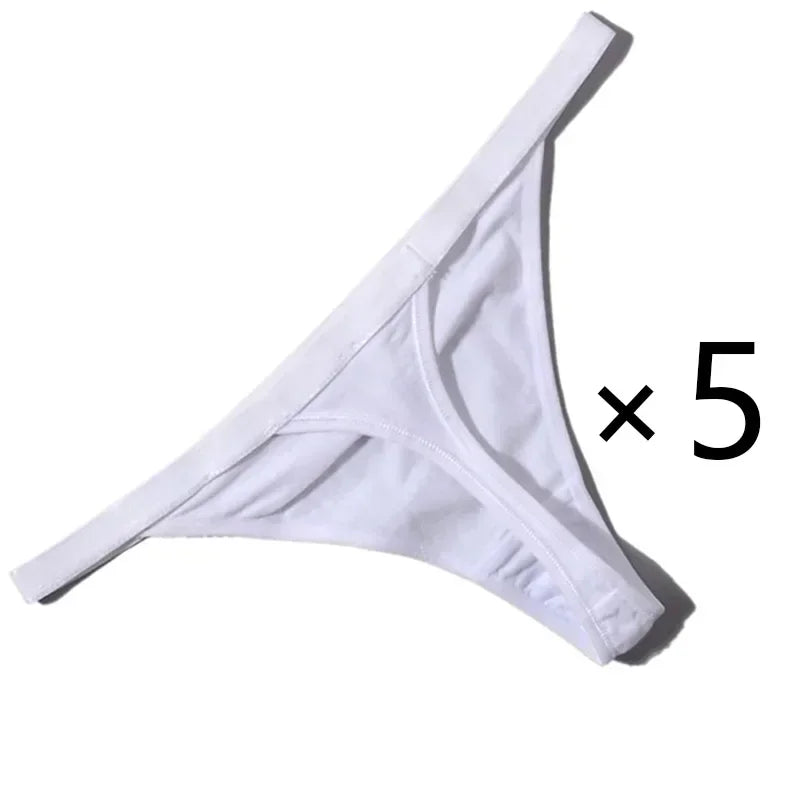 5 Pcs/Lot Sexy Women Cotton G String Thongs Low Waist Seamless Female Underpants Solid Color High Elasticity Underwear Lingere