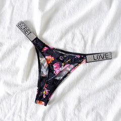 Shiny Rhinestone Thong Women Low Waist Panties Femme Sexy Underwear Ladies Briefs Lingere Panty Underware Lingerie Thongs T Pant