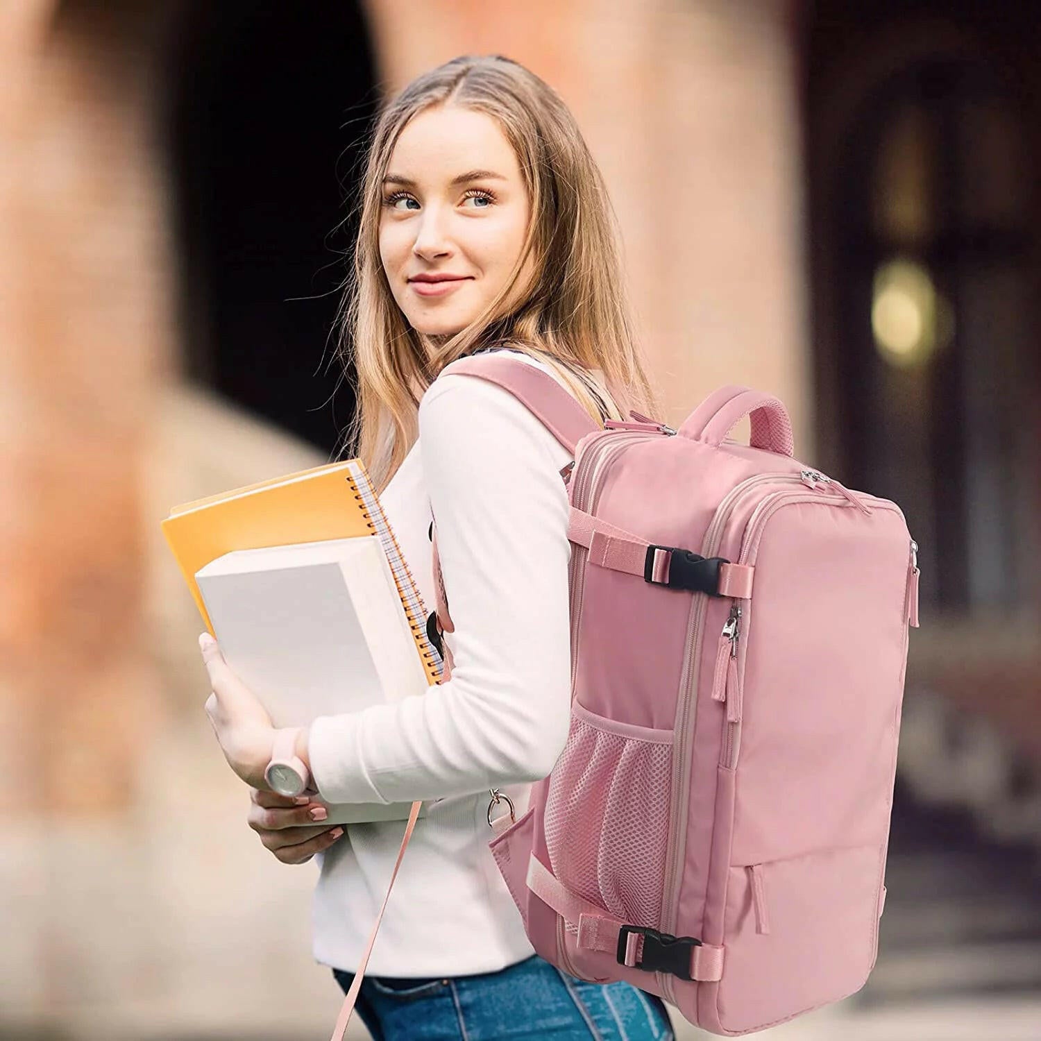 Extra Large Travel Backpack for Women,Carry on Backpack,17 Inch Laptop Backpack,Hiking Backpack,School Bag,Pink.