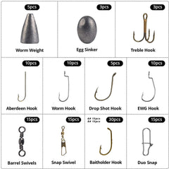 Saltwater Terminal Tackle Kit - 196Pcs, Fishing Hooks, Jig Hooks, Floats & Sinkers