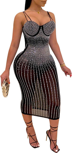 Women Long Sleeve Birthday Dresses Sexy Hot Diamond Process Sexy Dress Party Club Night Dress….
