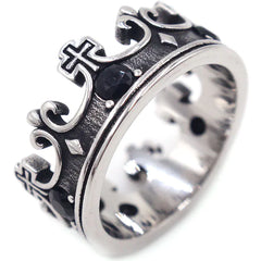RG245 Vintage Titanium Steel Ring with Ruby Crown
