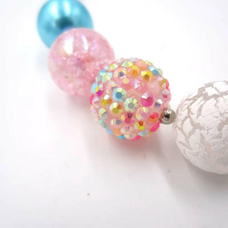 1Set/Lot NEW Child Girls Love Pink Shell Design Pendant with Chunky Bead Bubblegum Necklace Bracelet Jewelry Set for Kids Gift.