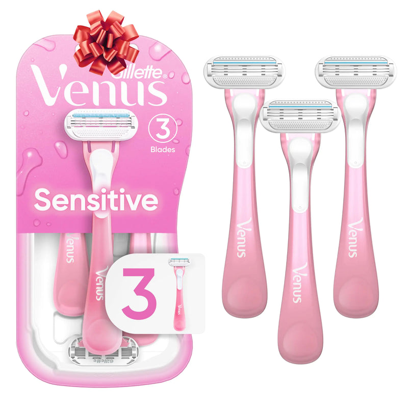 Gillette Venus Sensitive Womens Disposable Razors - Single Package of 3 Razors