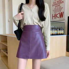 2024 Women's High Waist Chic PU A-Line Skirt