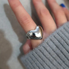 Minimalist Heart Cutout Ring for Women - Trendy Retro
