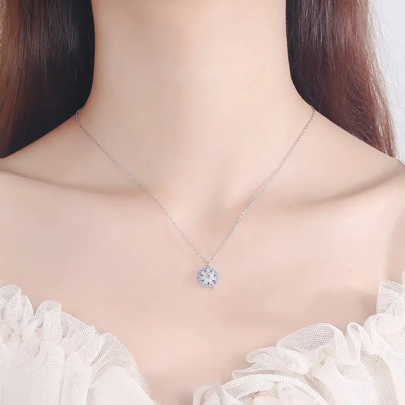 S925 Silver Necklace with Blue Starry Sky Design