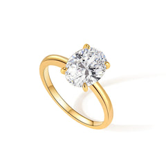 Engagement Rings for Women 14K Gold Plated Oval Cubic Zirconia Ring Dainty Gold Promise Ring Wedding Band Rings for Women Trendy Gold Jewelry