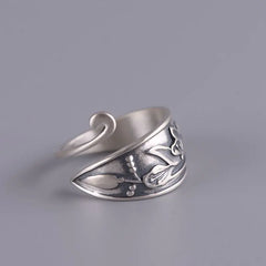 Retro Ethnic Style Lotus Peacock Adjustable Ring