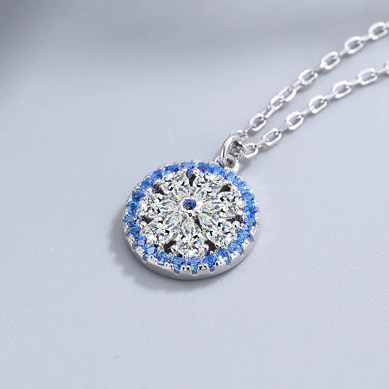 S925 Silver Necklace with Blue Starry Sky Design