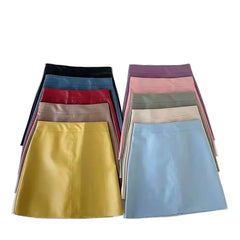 2024 Women's High Waist Chic PU A-Line Skirt