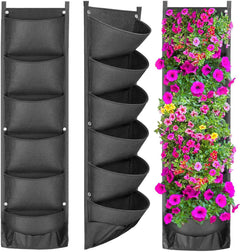 Vertical hanging garden showcasing various flower pots for elegant and space-saving outdoor decor