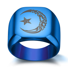Retro Titanium Steel Moon Star Sun Ring for Men