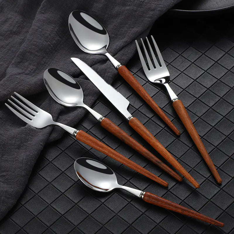 Wooden Handle 304 Stainless Steel Cutlery Set