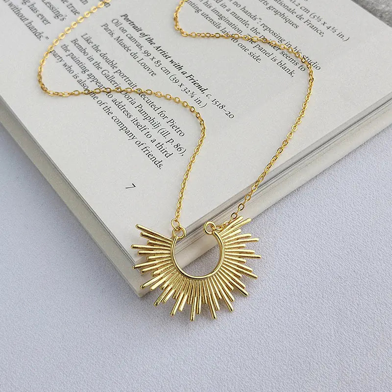 S925 Sterling Silver Sun Pendant Necklace