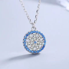 S925 Silver Necklace with Blue Starry Sky Design