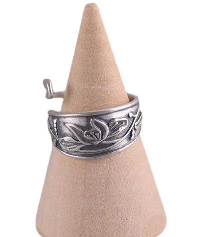 Retro Ethnic Style Lotus Peacock Adjustable Ring