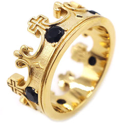 RG245 Vintage Titanium Steel Ring with Ruby Crown