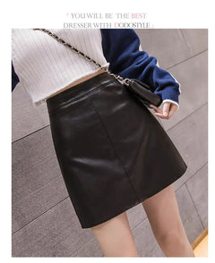 2024 Women's High Waist Chic PU A-Line Skirt
