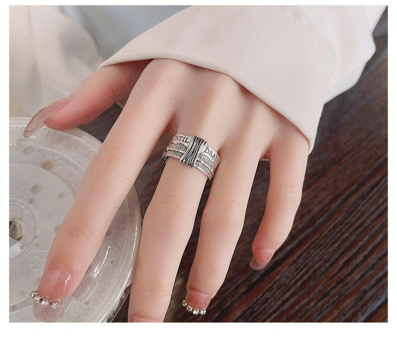 S925 Sterling Silver Vintage Distressed Ring