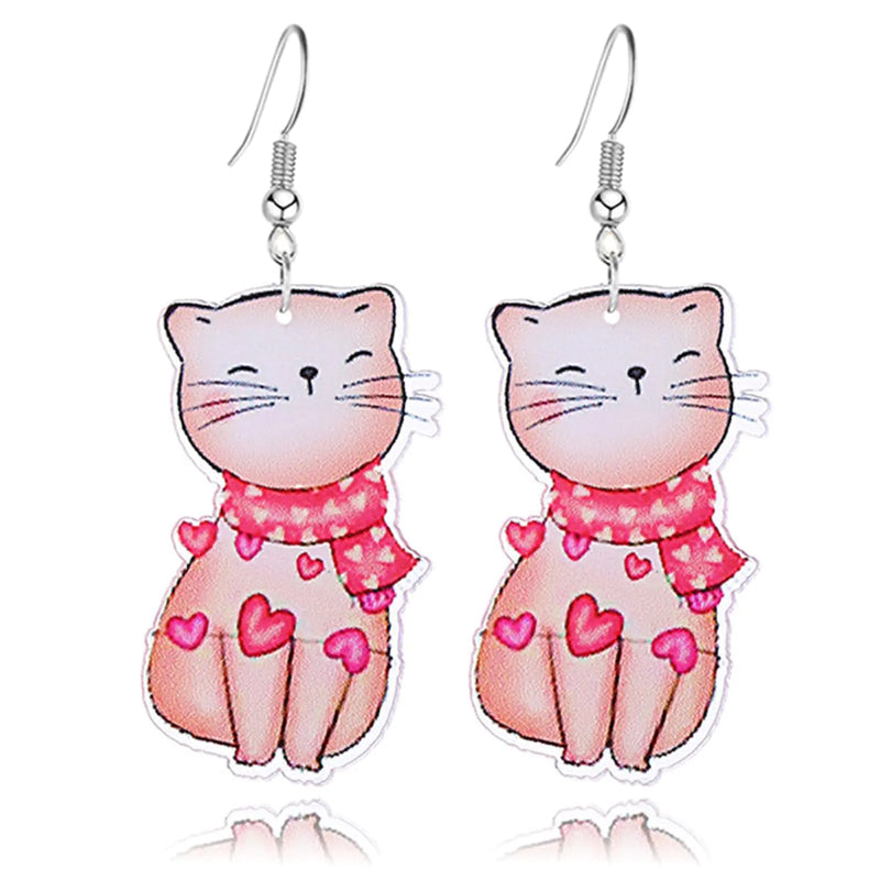 LPYO Heart Earrings for Women Valentines Day Gifts Cute Cat Car Tape Lollipop Ice Cream Heart Earrings Lightweight Acrylic Love Earrings for Women Girlfriends Pink Red Heart Earrings Valentines Day