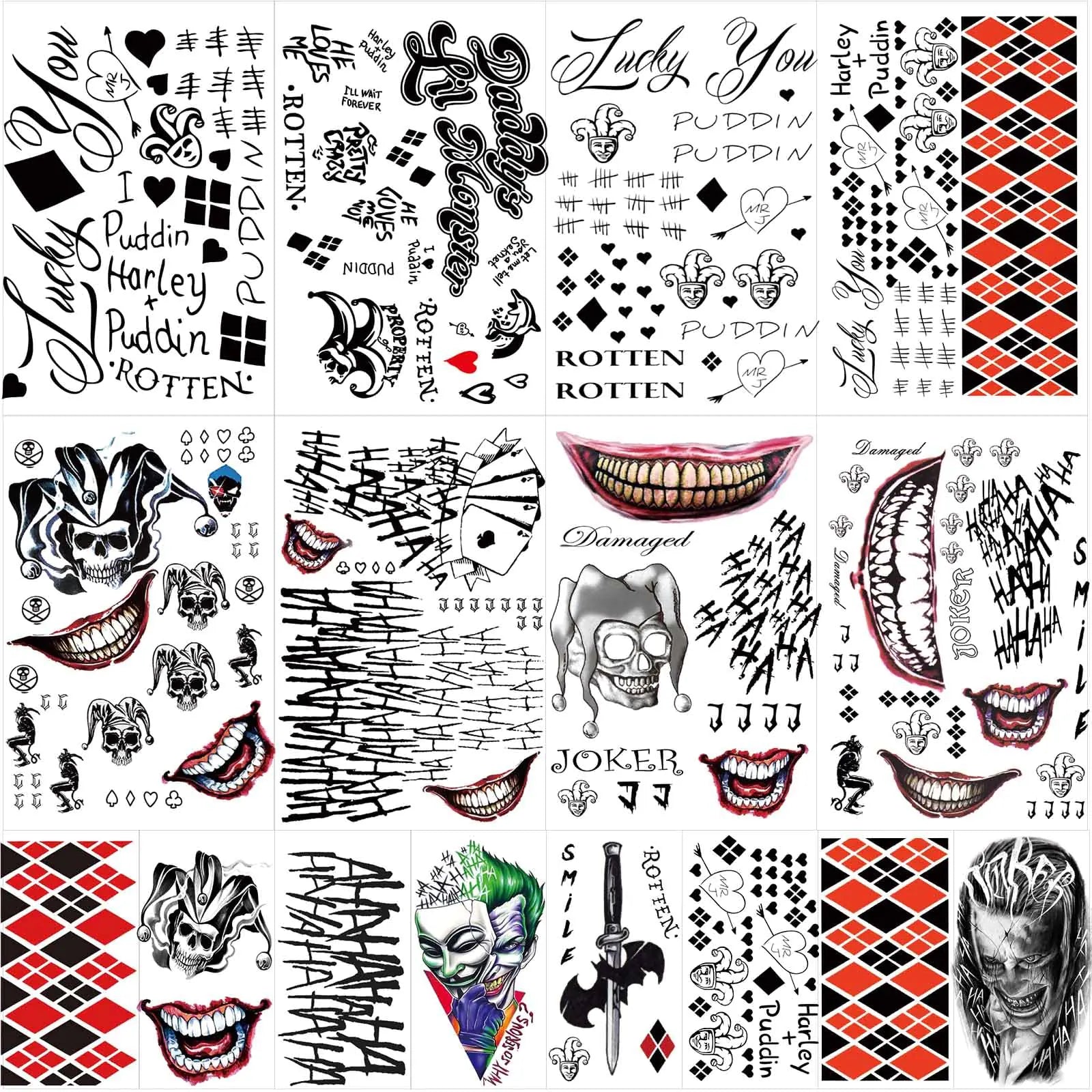 16 Sheets Halloween Temporary Tattoo