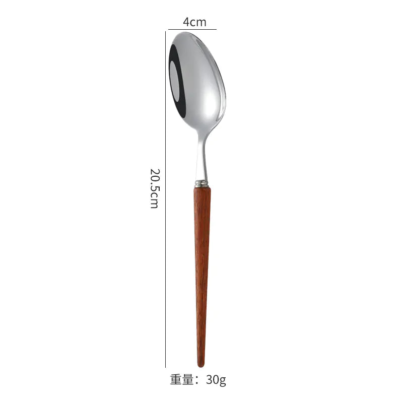 Wooden Handle 304 Stainless Steel Cutlery Set