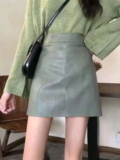 2024 Women's High Waist Chic PU A-Line Skirt