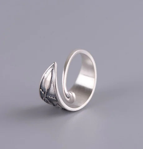Retro Ethnic Style Lotus Peacock Adjustable Ring