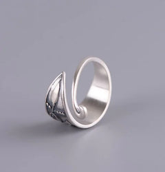 Retro Ethnic Style Lotus Peacock Adjustable Ring